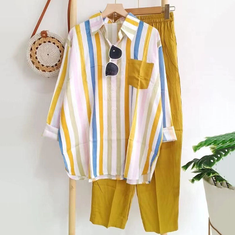 【S-5XL】 🌸Traje casual de dos piezas a rayas de primavera
