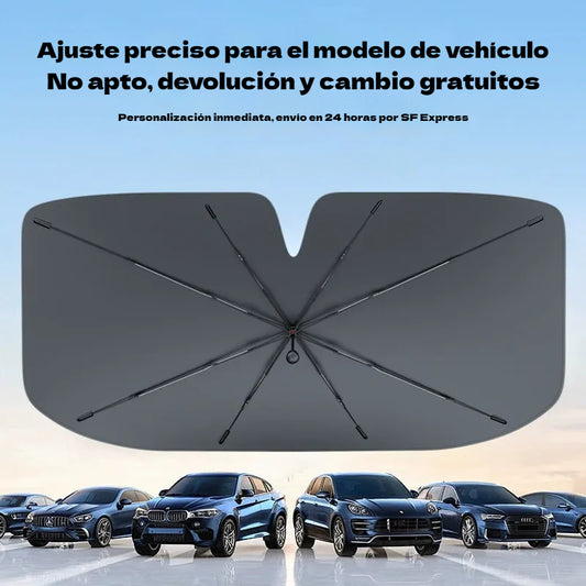 Parasol especial aislante térmico y protector solar para parabrisas de automóviles.