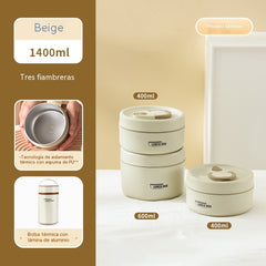 🎁 Juego de 3 recipientes térmicos + Bolsa térmica de regalo🔥 ¡OFERTA ESPECIAL 49% DE DESCUENTO! 🔥🍲 Set de Recipientes Térmicos Portátiles – Mantiene la Comida Caliente Hasta 6 Horas