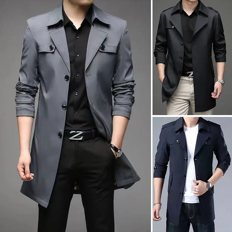 🔥【Especiales de otoño】【40-90 kg】Chaqueta cortavientos de estilo ejecutivo de longitud media