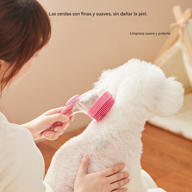 【2 piezas】📢📢¡50% de descuento! ⏰Cepillo de baño para mascotas con mango largo y dispensador de champú