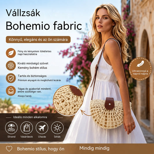👜 KORLÁTOZOTT IDEJŰ AJÁNLAT 50% KEDVEZMÉNY! ✨ Kézzel készített, bohém stílusú, szőtt keresztpántos táska állítható pánttal és nagyon könnyű kialakítással ✨