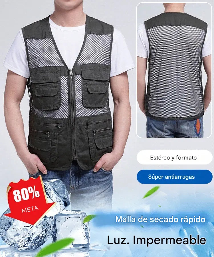Chaleco sencillo y funcional con múltiples bolsillos 🔥【XL-4XL】