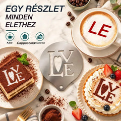 Rozsdamentes acél sablon kávé-latte art készítéséhez