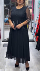 【S-5XL】🔥 ¡Nuevo vestido negro a la moda con pedrería!