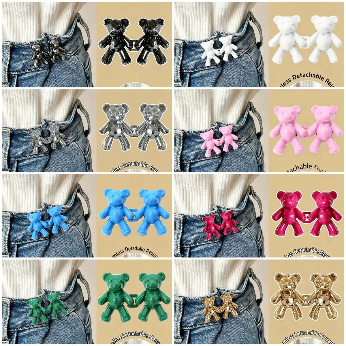 【Compra 8 y llévate 8 gratis】Hebilla de cinturón con forma de oso, una herramienta mágica para ajustar el tamaño de la cintura.