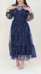 【S-5XL】✨【Vestido largo de tul estrellado】Elegante y delgado｜Cielo estrellado de ensueño｜Perfecto para citas y fiestas