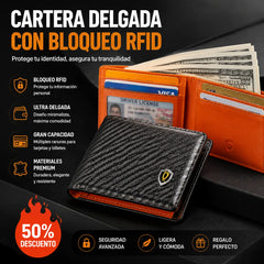 Cartera delgada para hombre con bloqueo RFID