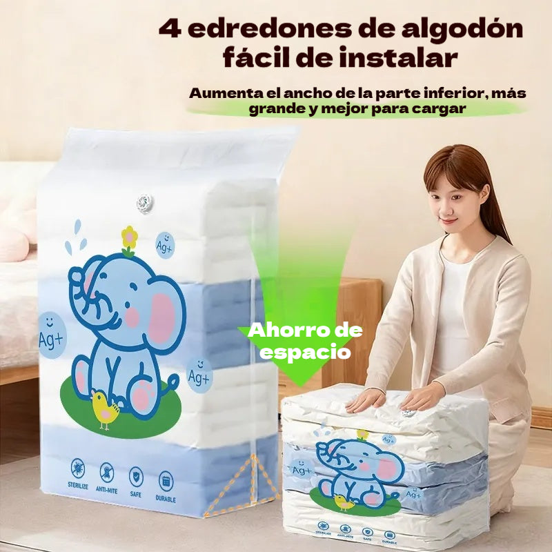 ✨【Juego de 5 piezas】💨🧳 Bolsa de almacenamiento al vacío compresible de gran capacidad: ideal para ahorrar espacio en tu maleta y en casa sin necesidad de una bomba de aire ✈️