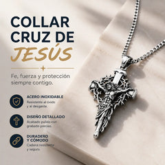 🔥Collar con colgante de cruz y halo de espinas