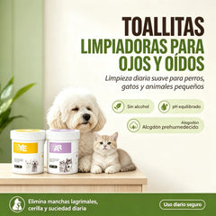 ✨️【200 toallitas para ojos + 200 toallitas para oídos】🐈🐕¡Mantener a tu amigo peludo limpio es importante! Toallitas limpiadoras naturales a base de plantas para ojos y oídos de mascotas.