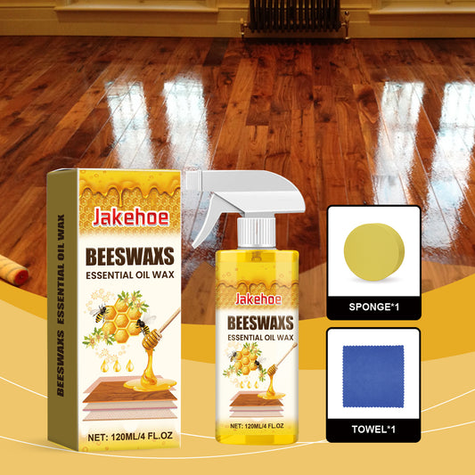 Spray abrillantador para madera con cera de abejas 120ML (incluye esponja + toalla), para el cuidado de muebles, prevención de grietas y protección del color.