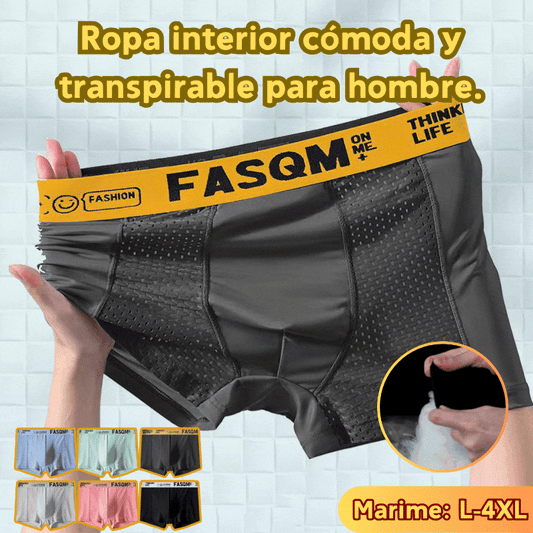 【Paquete de 12】Calzoncillos bóxer de malla transpirable de seda helada para hombre