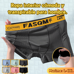 【Paquete de 12】Calzoncillos bóxer de malla transpirable de seda helada para hombre