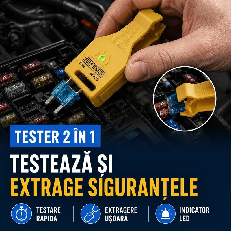 ⚡ Probador de fusibles y alicates 2 en 1 para coche (compatible con 12V/24V / indicador LED verde / espaciado ajustable / alicates extractores / para coche, camión y barco). 🚗✨