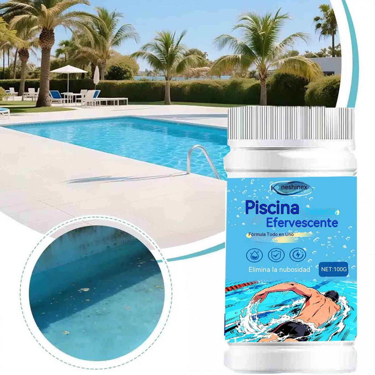 🔥Compre 1 y obtenga 1 gratis（2 botella）Pastillas efervescentes para la limpieza de piscinas