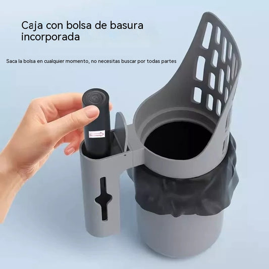 Pala para arena de gato integrada + 4 rollos de bolsas de basura 🎁 Pala para arena de gato con cubo integrado – Tamizado eficiente, dispensador de bolsas – Limpieza rápida e higiénica para una bandeja siempre limpia ✨🐾