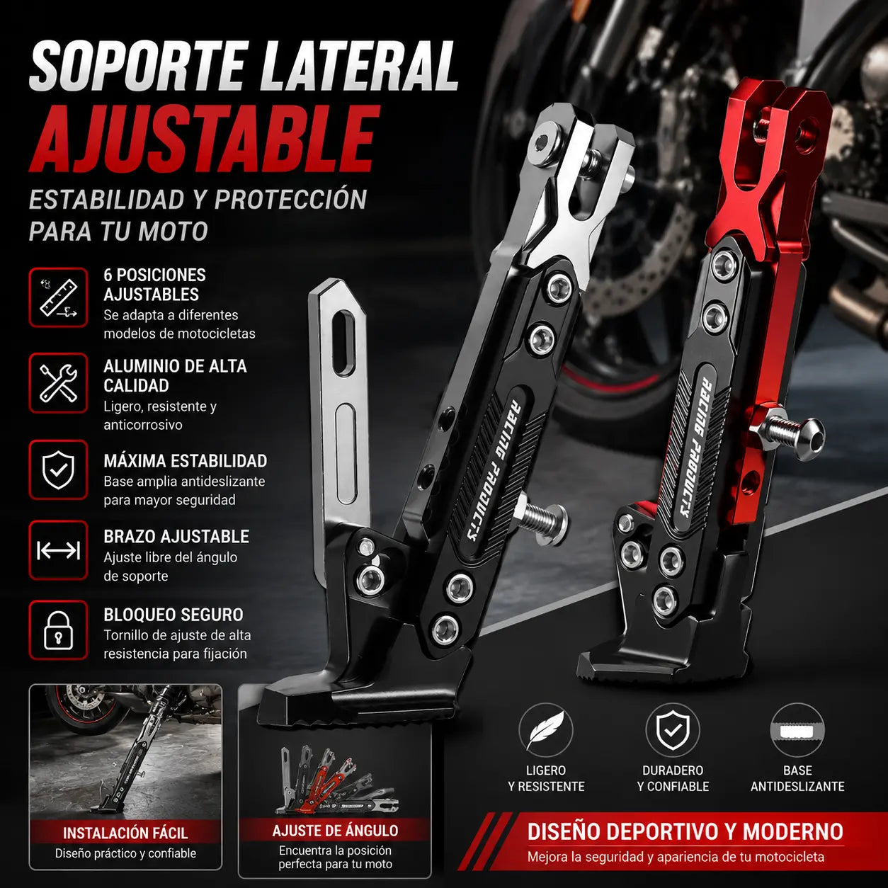 💥【50% de descuento】🏍️ Soporte universal ajustable para motocicletas y bicicletas eléctricas