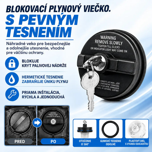 🚗🔒Odolný, uzamykateľný (kľúčom) uzáver palivovej nádrže