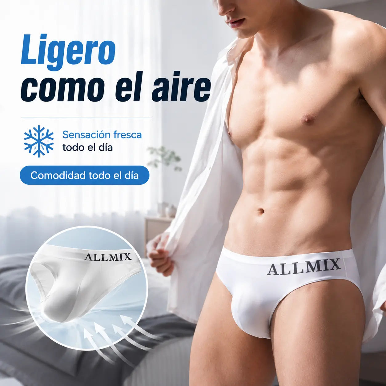 🔥【Paquete de 5】 【M-2XL】😎Nuevos calzoncillos de seda helada sin costuras de tiro bajo para hombre-【50-90kg】