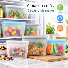 ✨【1000 ml + 2000 ml, set de 2 piezas】Bolsas de almacenamiento de silicona reutilizables con cierre
