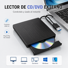 📢📢!58% de descuento! 💿💻 Unidad externa de CD/DVD: Plug & Play, portátil y compatible con Mac/Windows
