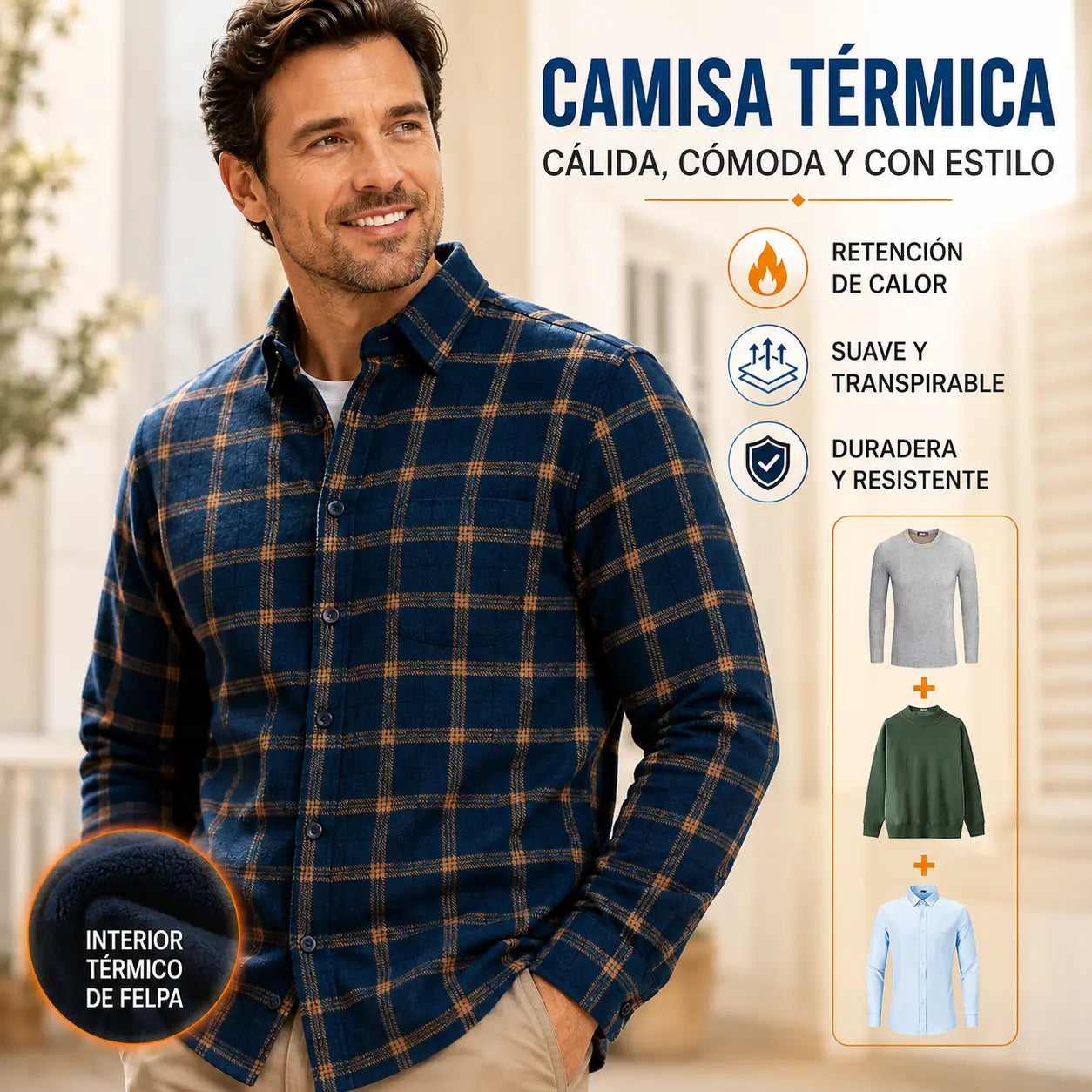 👔【L-5XL】La nueva camisa térmica de terciopelo de doble cara para hombre de otoño e invierno está de moda y es versátil.