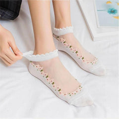 🧦✨【7 Pares】Calcetines de Verano Transpirables con Encaje – Frescos, Cómodos y de Algodón