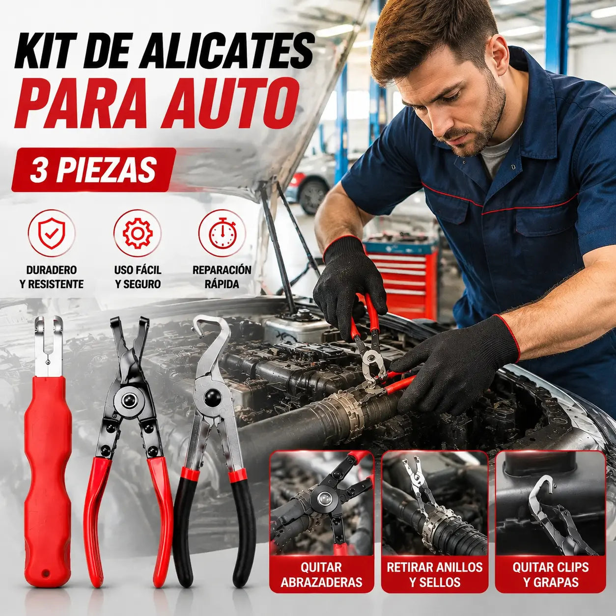 【3 pieza】🔧🚗Juego de alicates multifuncionales para reparación de automóviles