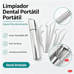 ✨【¡Compra 1 y llévate 1 gratis!】Kit de Seda Dental Reutilizable en Acero Inoxidable 304 – Compra una vez, úsalo siempre 💪