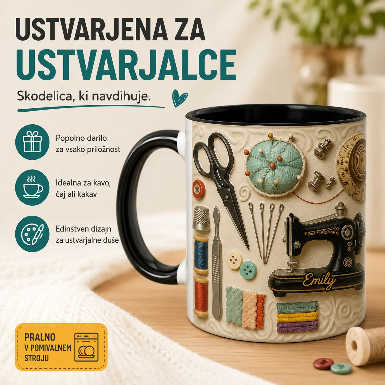 🧵☕Šivalni vrček: Popolno darilo za ustvarjalne duše, ki rade šivajo