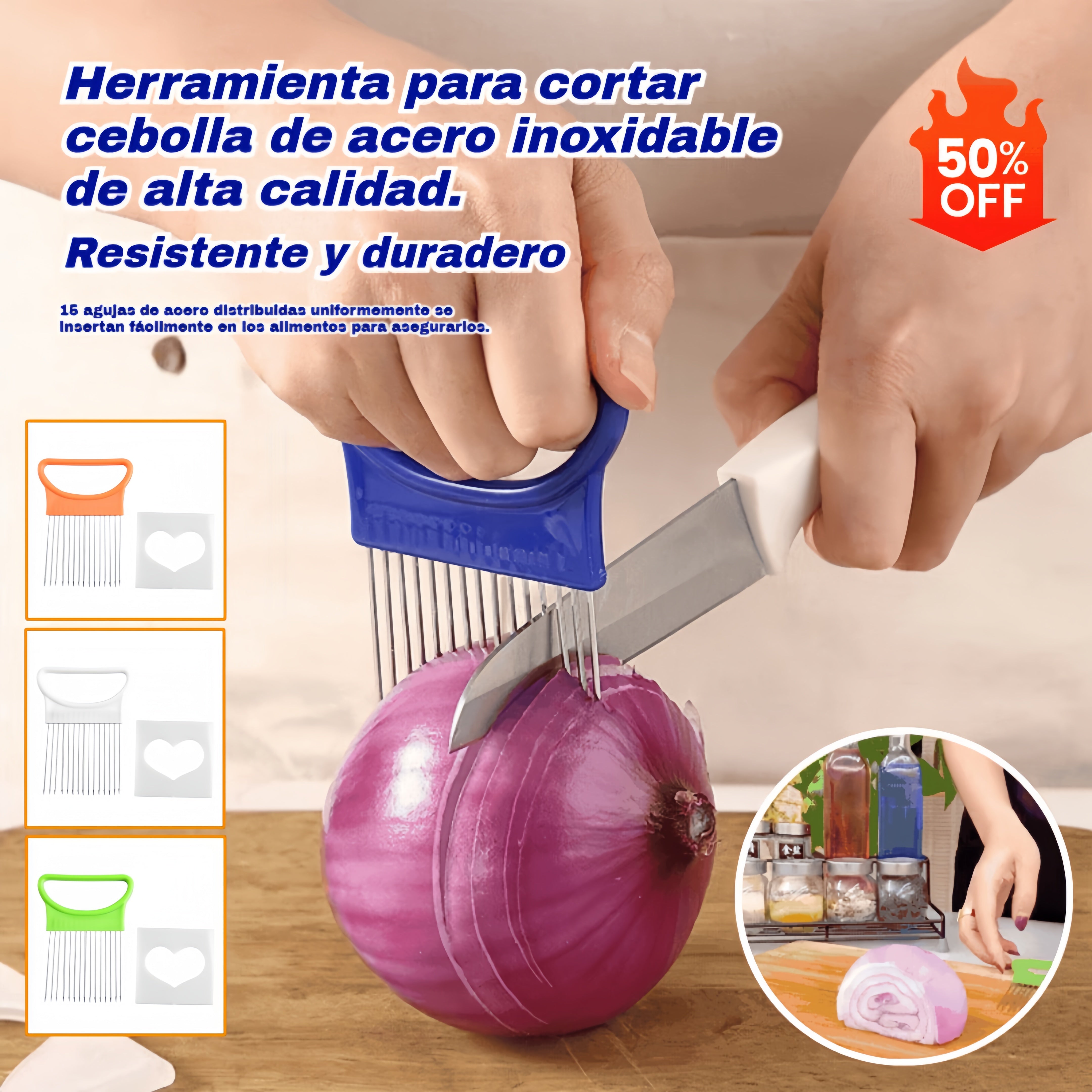 🧅【Compre 1 y obtenga 1 gratis】🍴 Tenedor Cortador Antideslizante de Acero Inoxidable – ¡Corta Fácil, Rápido y Sin Lágrimas!