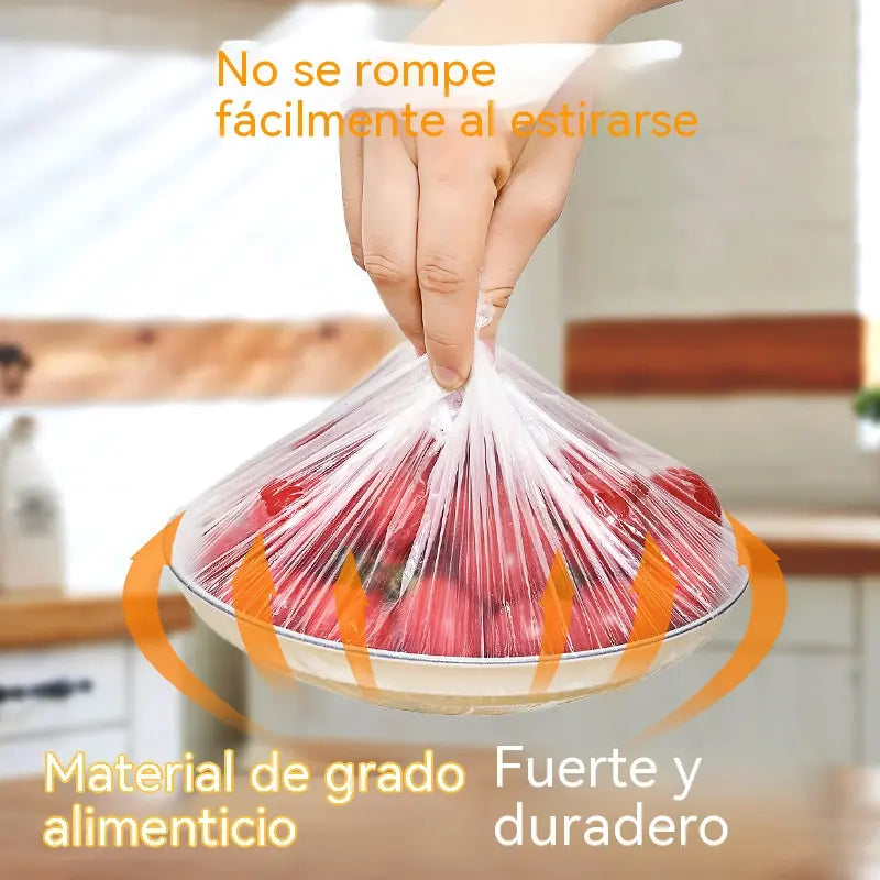 【200 piezas】Film transparente desechable, ideal para recipientes y alimentos. Se ajusta perfectamente, ofrece un buen sellado y es fácil de usar.