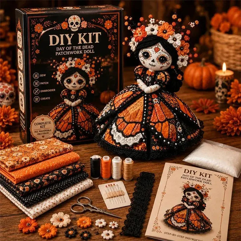🧵✨ Kit de Muñeca de Patchwork DIY – Diseño Festivo y Adorable, Regalo Creativo para Manualidades 🎁