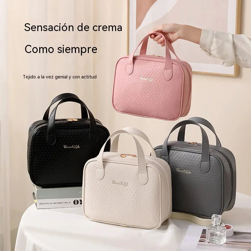 Neceser de cosméticos impermeable de PU, gran capacidad, bolsa de almacenamiento de cosméticos portátil