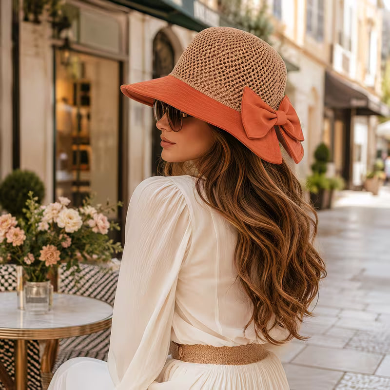 👒Compra uno y llévate otro gratis✨ Sombrero de sol de ala ancha con lazo para mujer – Plegable, protección 360° 🎀