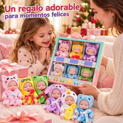 👶 Set de regalo de muñecos bebé Reborn: ¡envueltos en disfraces de animales! Adorables caritas de bebé durmiente · Set de 6 muñecos en caja de regalo · ¡El regalo perfecto para los niños!