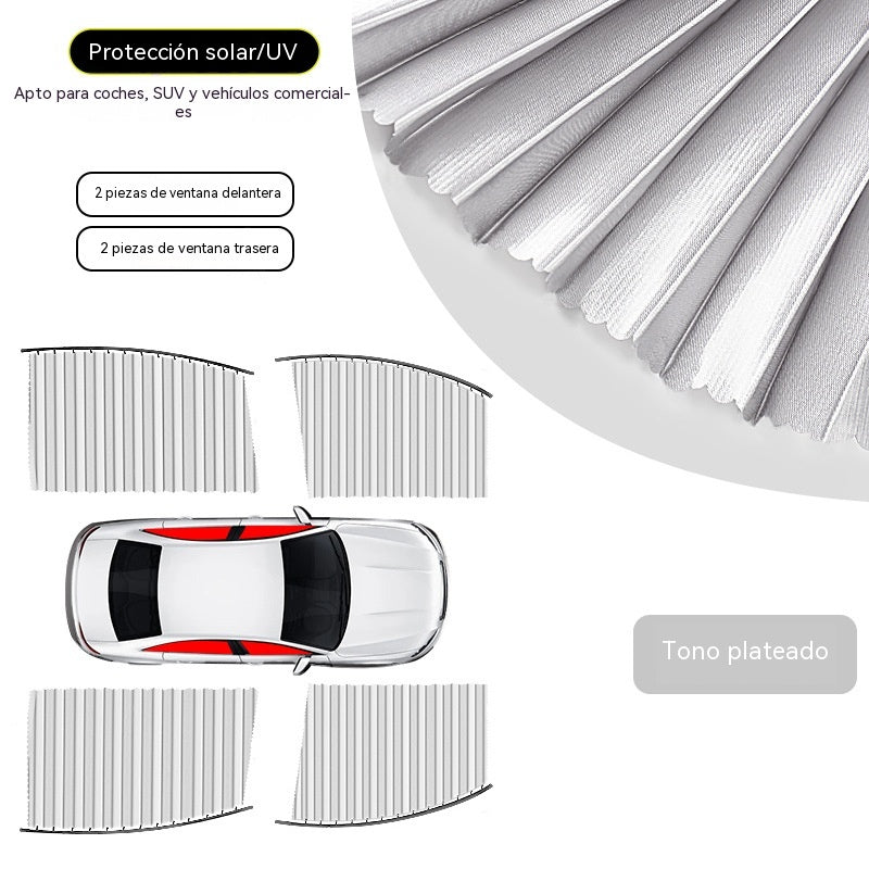 🔥【Juego de 4 piezas】🚗✨Cortina parasol con riel deslizante para ventana de coche y aislamiento térmico