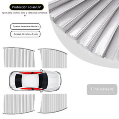 🔥【Juego de 4 piezas】🚗✨Cortina parasol con riel deslizante para ventana de coche y aislamiento térmico