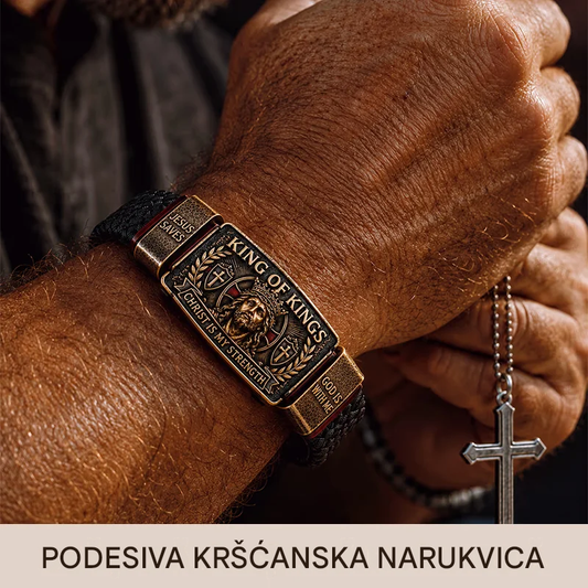 Podesiva kršćanska narukvica za muškarce, pletena koža s vjerskom porukom Isus, retro nakit, memorijalni poklon, vintage metal