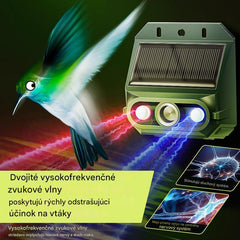 🔥Repelente solar ultrasónico para animales para exteriores: puede ahuyentar pájaros y animales.