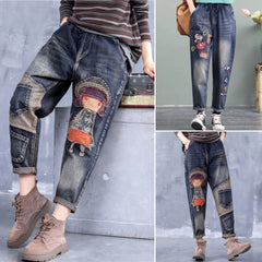 👖🔥👖【40-90 catties】👖2024 nuevos jeans clásicos bordados retro para mujer