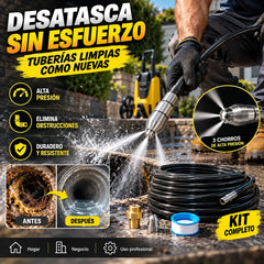 Limpiador de tuberías multifuncional de alta presión / equipado con boquilla de alta presión y manguera larga / utilizado para desatascar tuberías de desagüe y eliminar obstrucciones.