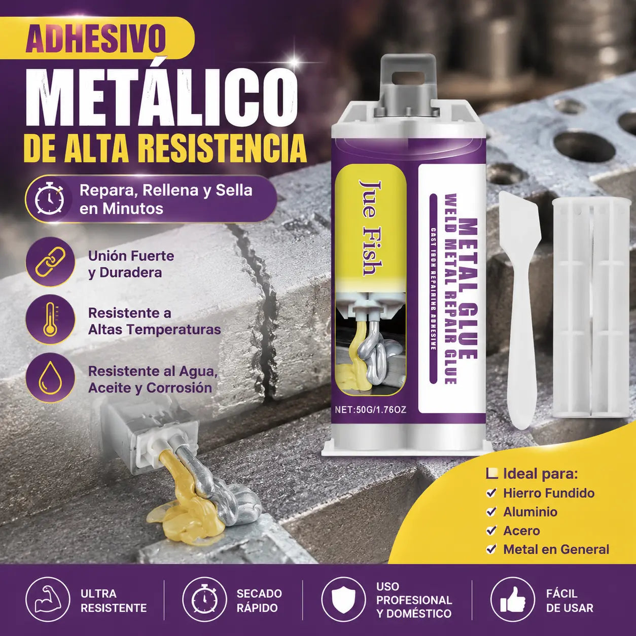 ⚡【2 juegos por 25 euros】🔩 Pegamento Metálico – Adhesivo de Reparación por Soldadura Metálica ✨