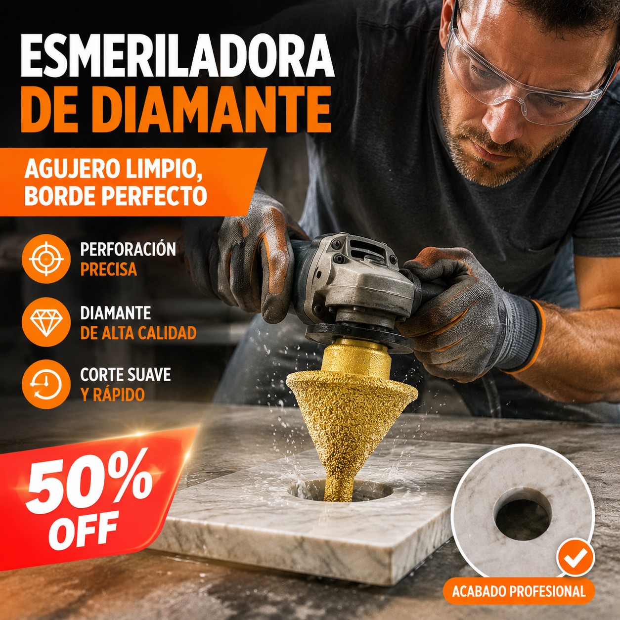 🧰🛠️【38mm/55mm】Broca de diamante multifuncional para biselar