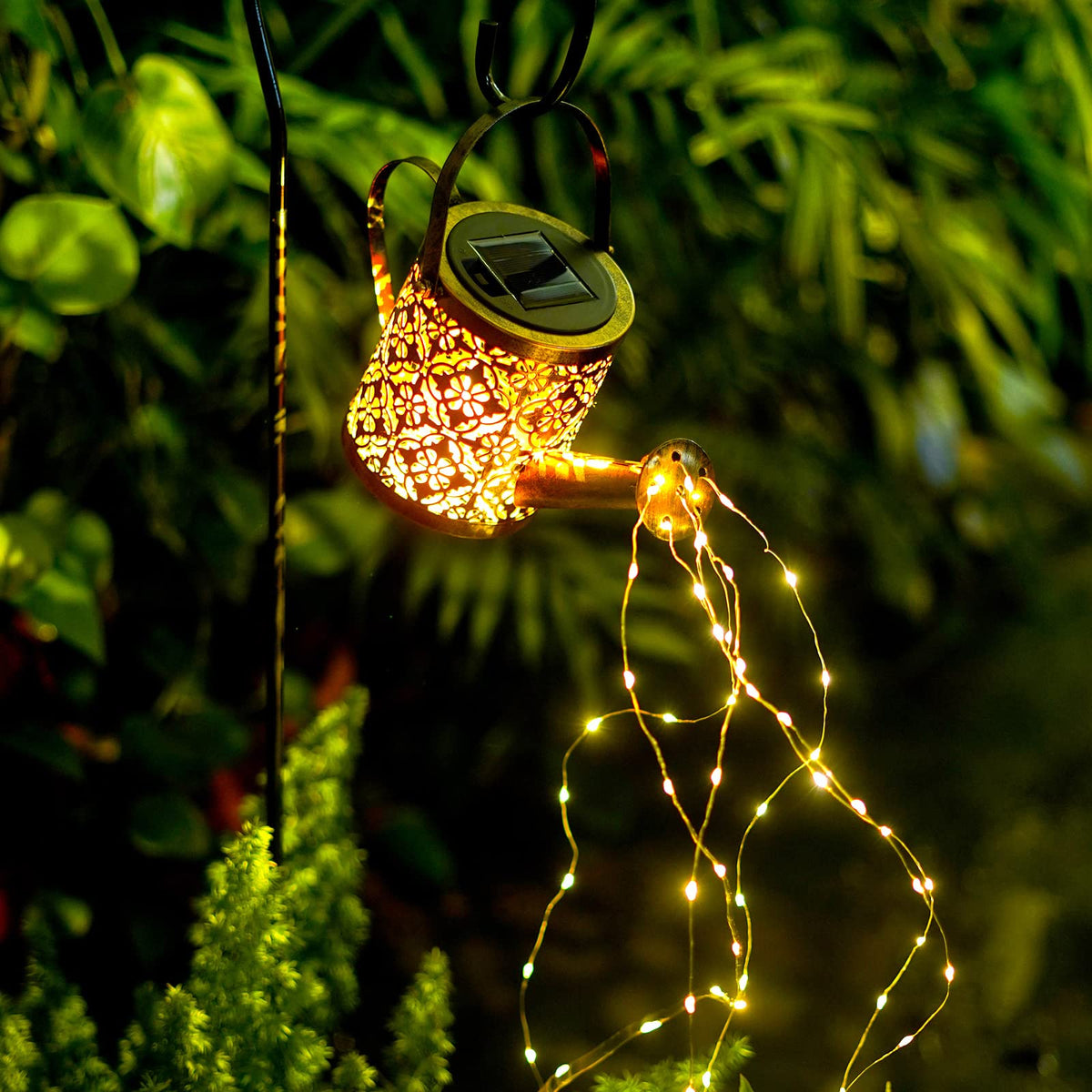 💐🔥【Hervidor pequeño + soporte】Lámpara solar de tetera para decoración de jardín