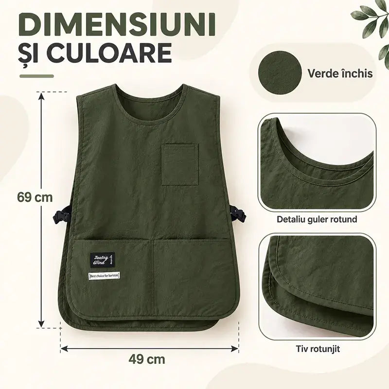👩‍🍳✨ Vízálló és foltálló mellénykötény – tökéletes főzéshez, kézimunkához és kertészkedéshez, kényelmes állítással 🛡️