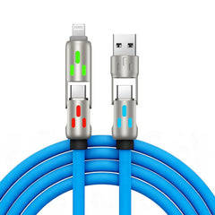 🔥 (2 metros de largo) Cable 4 en 1 PD 240 W – Carga rápida USB‑C, Lightning y USB‑A, aluminio y silicona, sincronización de datos ⚡📱