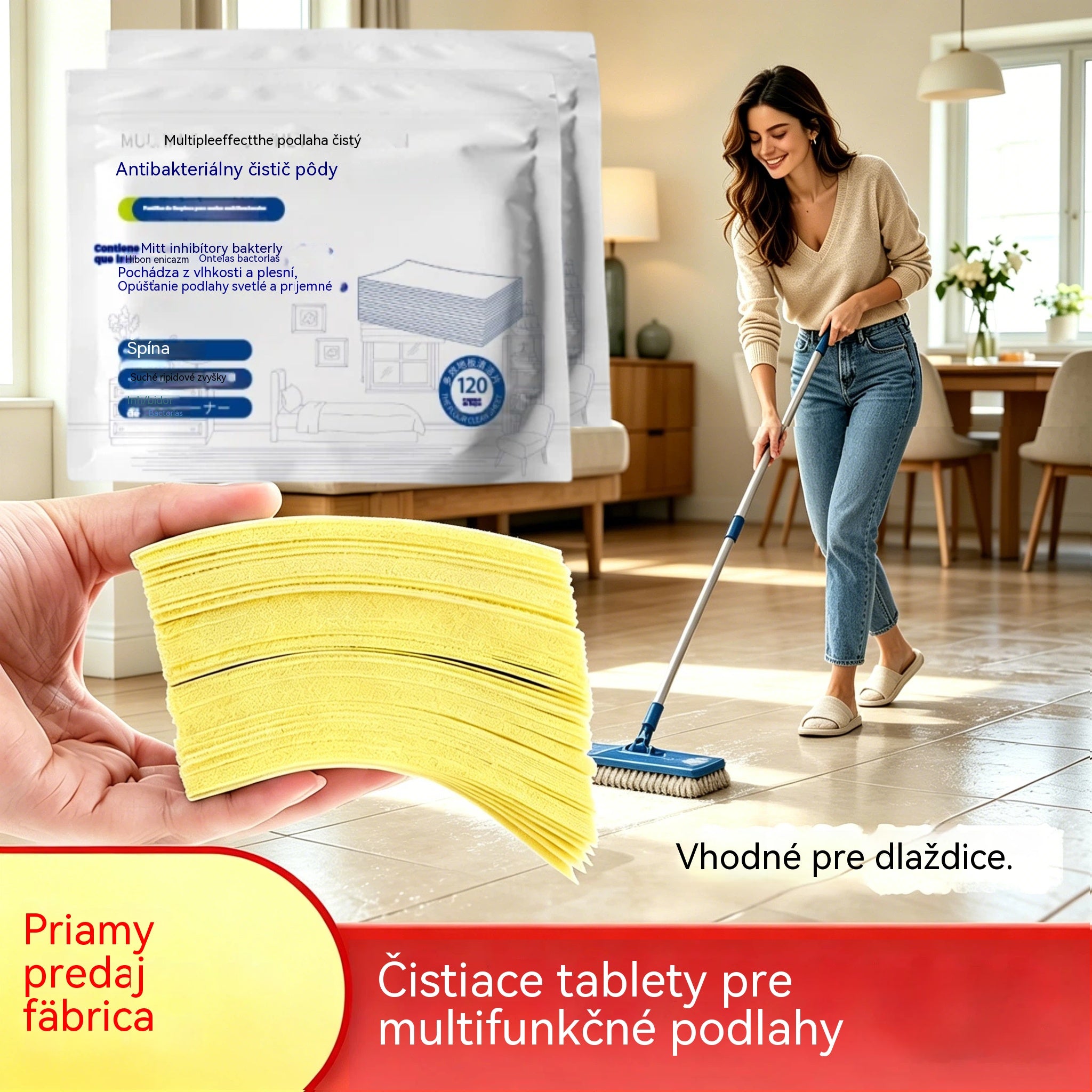 🧹【Kúpte 1 a získajte 1 ZADARMO!】✨ 240 antibakteriálnych a dezodoračných viacúčelových čistiacich tabliet | Vhodné na drevené podlahy, laminátové podlahy, dlaždice a steny karavanov