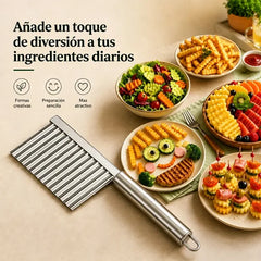 🥔【¡Compra 1 y llévate 1 gratis!】🔪 Cortador de Patatas Ondulado de Acero Inoxidable – Cuchillo para Papas Fritas y Verduras en Forma de Onda 🥔